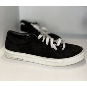 TAMARA MELLON Black Suede Sneakers Quiet Luxury Casual Italy Comfort Sz 38 1/2